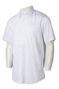R323 製造男裝短袖恤衫 設計淨色恤衫 恤衫製服公司 白色晴條 40%滌 60%棉